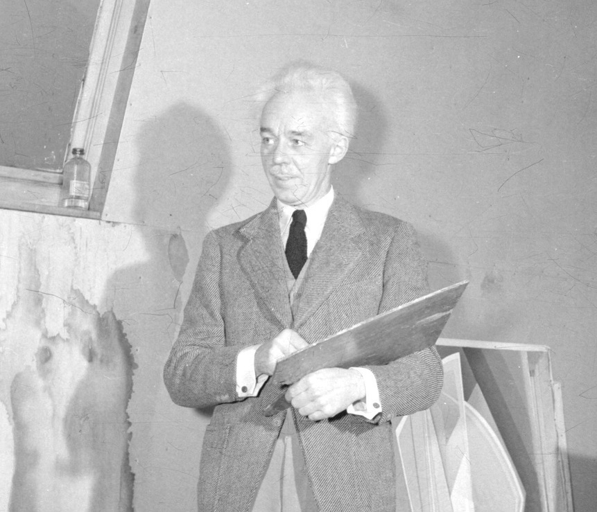 Lawren Harris in his Vancouver studio, circa 1944.